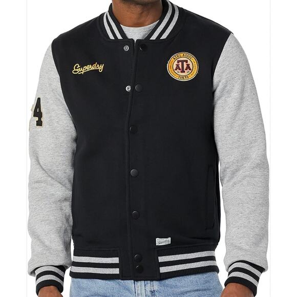 Superdry Vintage Letterman Bomber Jacket 2XL Mens Collegiate Varsity Sporty Snap - Picture 1 of 10